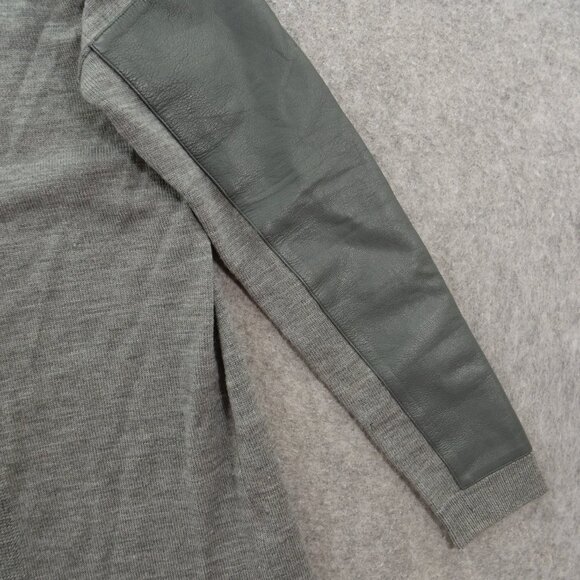 AX Armani Exchange Cardigan Sweater Womens Medium Gray Wool Leather - Picture 4 of 16